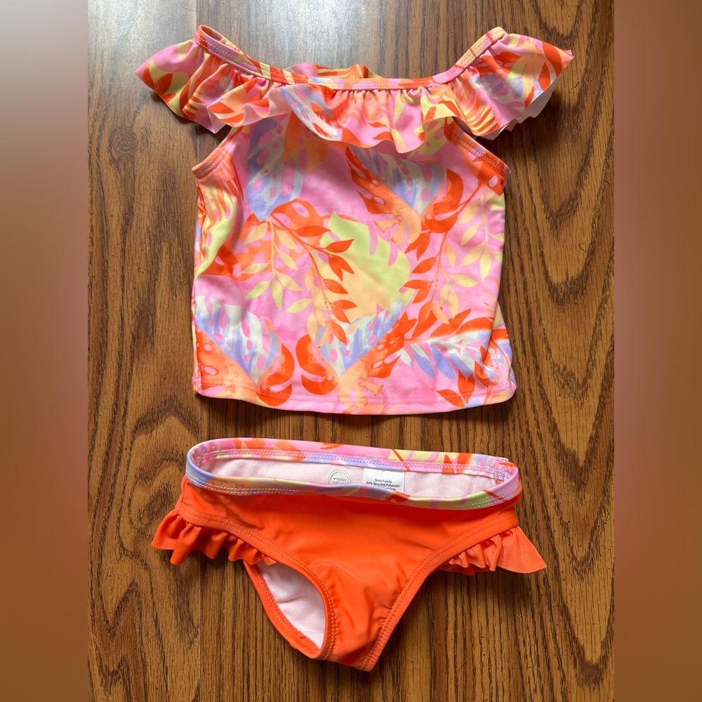 Wonder Nation Pink and Orange Bikini Set with Ruffles